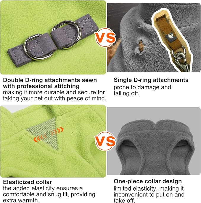 BEAUTYZOO Dog Fleece Vest Sweater Winter Jacket for Small and Medium Dogs with D-Ring Leash Cold Weather Coat Hoodie for XS S M Dogs Boy or Girls