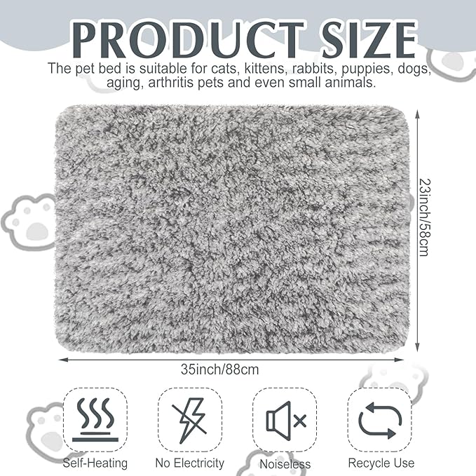 4 Pack Self Warming Cat Bed Indoor Self Heating Dog Cat Pad Washable 16 x 20 Inch Thermal Pet Kennel Pad Crate Bed Mat Reflect Body Heat for Outdoor(22 x 35 Inch)