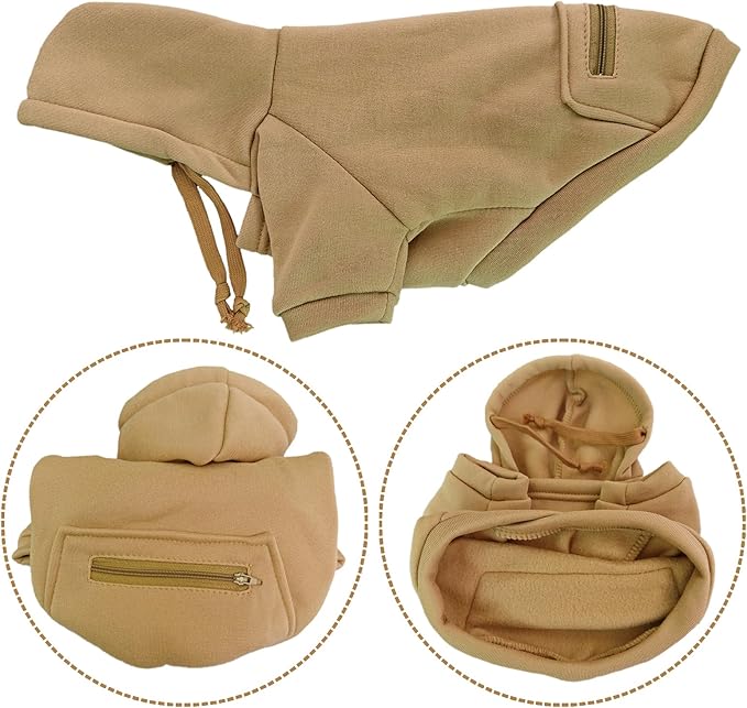 Jecikelon Pet Dog Cold Weather Coat with Pocket Winter Dog Hoodie Warm Puppy Clothes for Small Dogs Chihuahua Clothing (Khaki, Large)