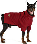 cyeollo Dog Sweater Turtleneck Soft Knitted Sweaters with Leash Hole Warm Cozy Dog Clothes for Large Dogs, Burgundy 2XL