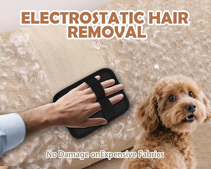 New Upgraded cat Hair Cleaner, Upgraded efficient pet Hair Grooming Gloves, Suitable for Dog and cat Hair Removal Tools on Sofas, Carpets, Clothes, Curtains [Black and red]