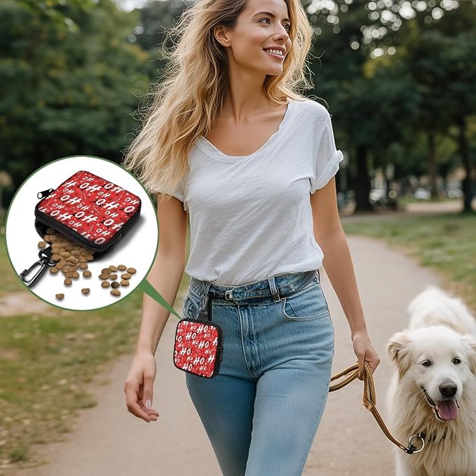 KEIAHUAN Christmas Dog Treat Pouch Small Bag Portable Training Walking Treat Bag for Puppies with Clasp Christmas Hohoho Hand Free Pet Snack Bag for Walking Hiking Traveling