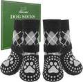 EXPAWLORER Dog Socks for Hot Pavement to Prevent Licking Paws, Plaid Non Slip Doggie Grippy Booties Shoes for Hardwood Floors, Boots & Paw for Small Medium Large Senior Dogs M