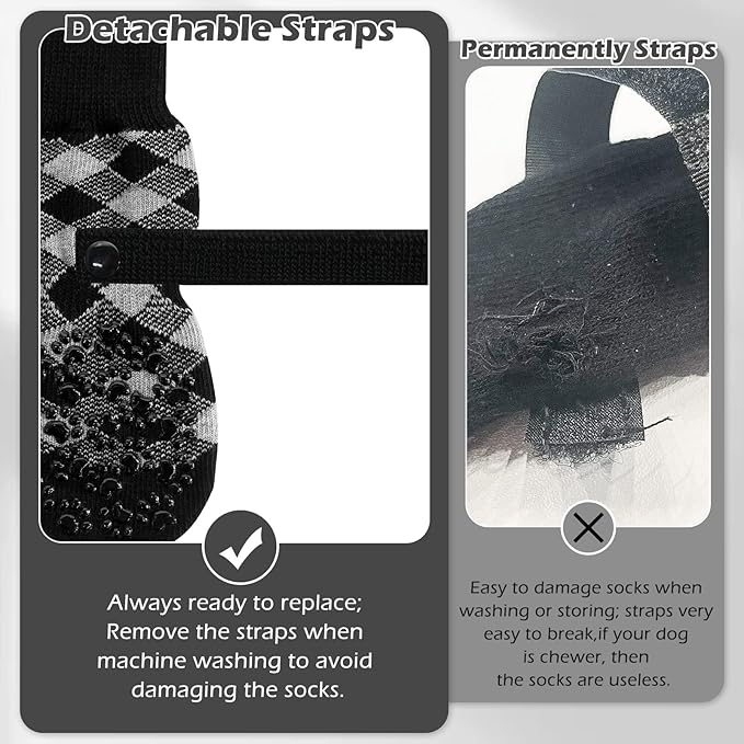 EXPAWLORER Anti Slip Dog Socks to Prevent Licking Paws, Dog Shoes for Hot Pavement, Dog Booties for Small Medium Large Senior Dogs, Traction Control Dog Boots & Paw Protectors for Hardwood Floors