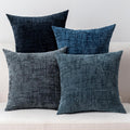 Decorative Throw Pillow Covers 18x18 Inch Set of 4, Soft Solid Farmhouse Chenille Couch Pillows, Spring Pillow Covers for Couch Sofa Bed Living Room Home Decor Pillowcase, Cool Colors