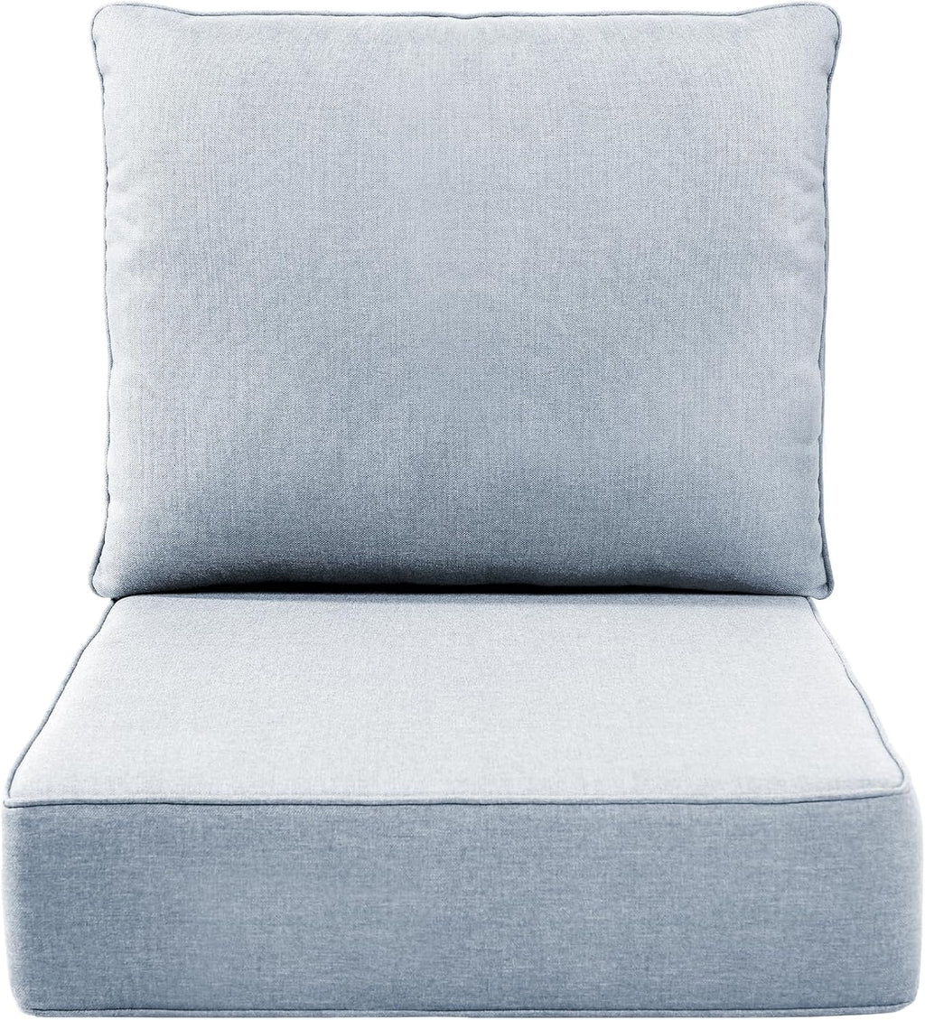 Luxury 6" Outdoor Cushions for Patio Furniture, 24x24x6" Thick Seat Cushion Set, Fade Resistant Couch Chair Replacement Cushions High Density Deep Wicker Chair Cushion with Removable Cover Baby Blue