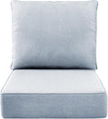 Luxury 6" Outdoor Cushions for Patio Furniture, 24x24x6" Thick Seat Cushion Set, Fade Resistant Couch Chair Replacement Cushions High Density Deep Wicker Chair Cushion with Removable Cover Baby Blue