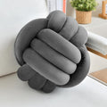 Decorative Throw Knot Pillow Ball for Home Chair Sofa Couch Bed Aesthetic Round Velvet Knotted Pillow Cushion (Dark Grey, 11 inches)