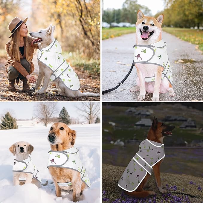 Dog Rain Coat for Large Dogs Waterproof Hooded Rain Jacket with Reflective Strips Leash Hole & Poncho Adjustable Fit (FrogPaw,XL)