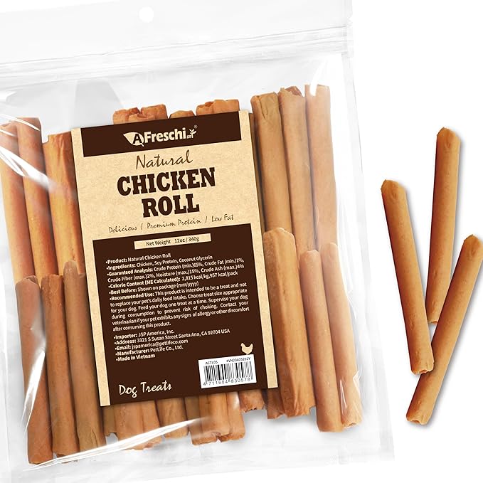 AFreschi Natural Chicken Roll 12 oz, All Natural, Grain-Free, High-Protein, Healthy & Easily Digestible, Soft Texture