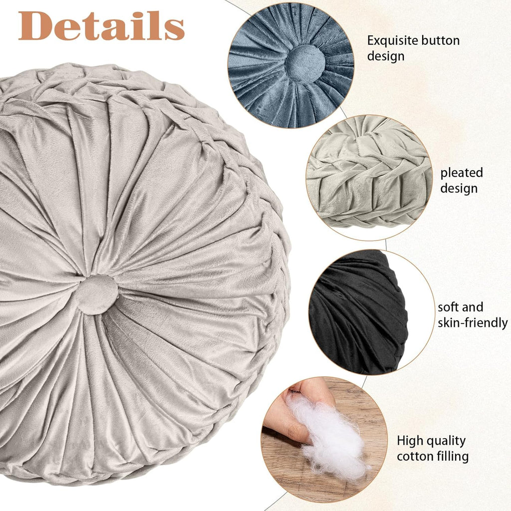 Yerliker 6 Pcs Floor Pillow Cushions 15inch Round Velvet Throw Pillows Colorful Flexible Cushions Alternative Pillows for Couch Chair Living Room Bedroom Home Office Decor(Black and White Color)