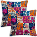 Throw Pillow Covers 18x18 Set of 2, Vintage Patchwork Cushion Covers, Decorative Square Pillowcases for Couch, Bedroom, Living Room