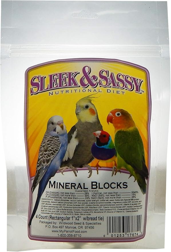 SLEEK & SASSY Mineral Blocks (1"x2") for Birds (4 Ct.)