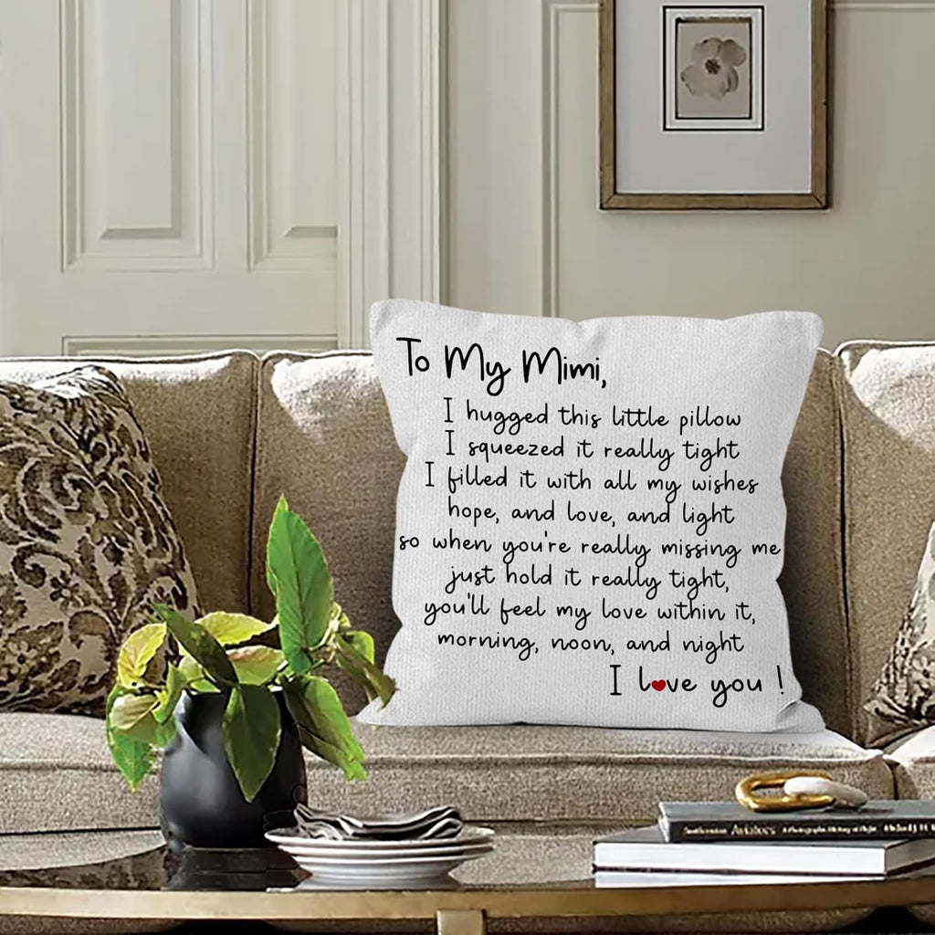 Mimi Gifts Throw Pillow Covers 18x18, Gifts for Mimi Decorative Decorations Pillow Covers for Home Bedroom Couch
