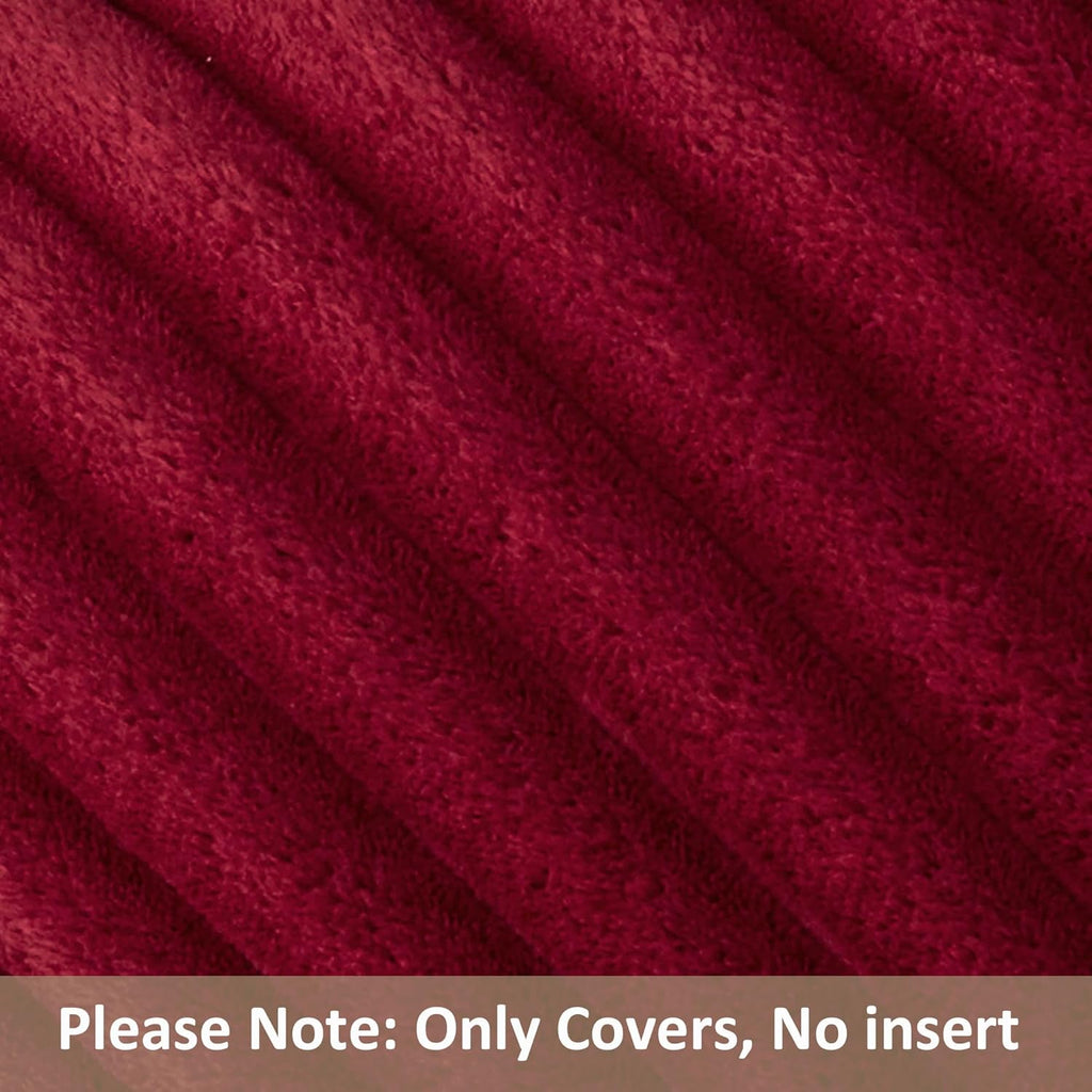 Kevin Textile Soft Plush 12x20 Inch Lumbar Pillow Cover 1 Pack, Christmas Luxury Fluffy Faux Fur Striped Flannel Rectangle Cushion Case for Couch Sofa Chair Bed Home Decor, Burgundy