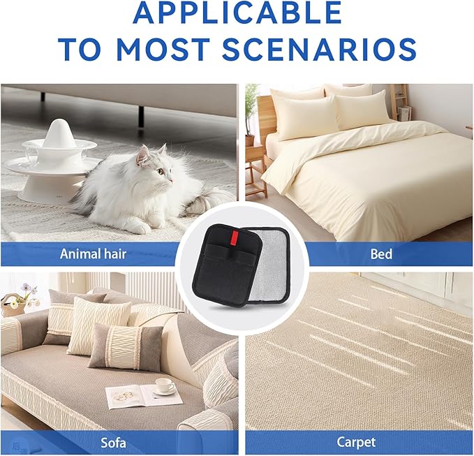 Pet Hair Removal Glove, Electrostatic Reusable with Hair Collection Bag, for Dogs & Cats, Suitable for Sofas, Furniture, Carpets, Car Seats - 2 Pcs