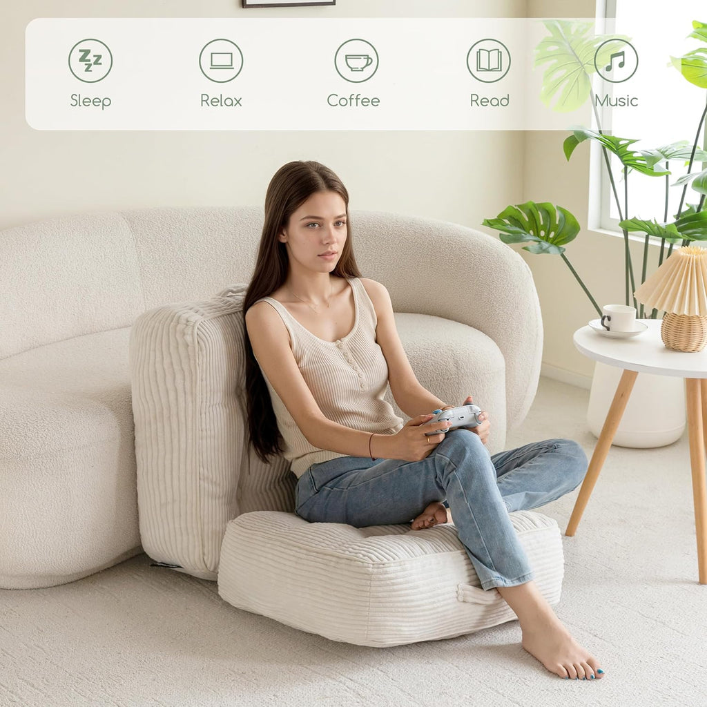 8" Washable Floor Pillow Cushion for Adults, Meditation Cushion Pillow, Large Square Floor Sitting, Removable Tufted Corduroy Cover, for Tatami Living Room or Yoga, 22x22 Inch, Machine Washable