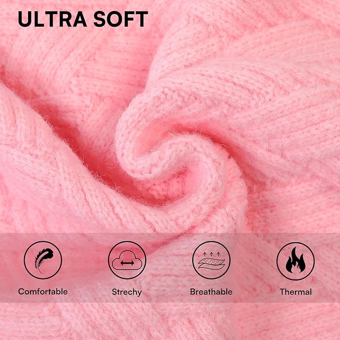 KOESON Large Dog Sweater, Warm Christmas Dog Sweaters for Large Dogs, Cable Knit Sweater for French Bulldog, Pug, Corgi, Boston Terrier, Easy On Xmas Sweaters for Dogs, Pink, L