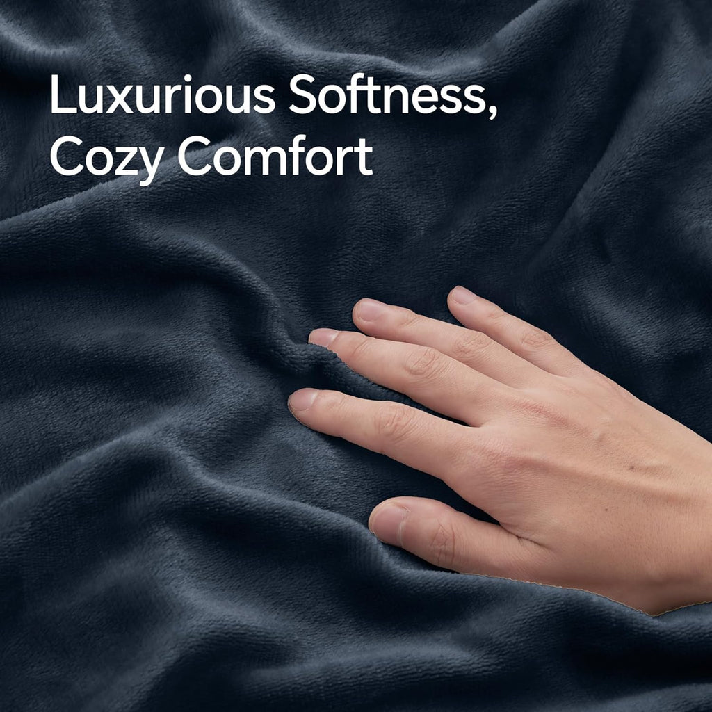 BEDELITE Flannel King Size Pillow Cases Set of 2, Super Soft Fleece Pillowcases with Zipper for Bedroom, Sofa, Couch,Luxury Cozy Fuzzy Velvet Pillow Shams for All Seasons(20x36 Inches,Navy)