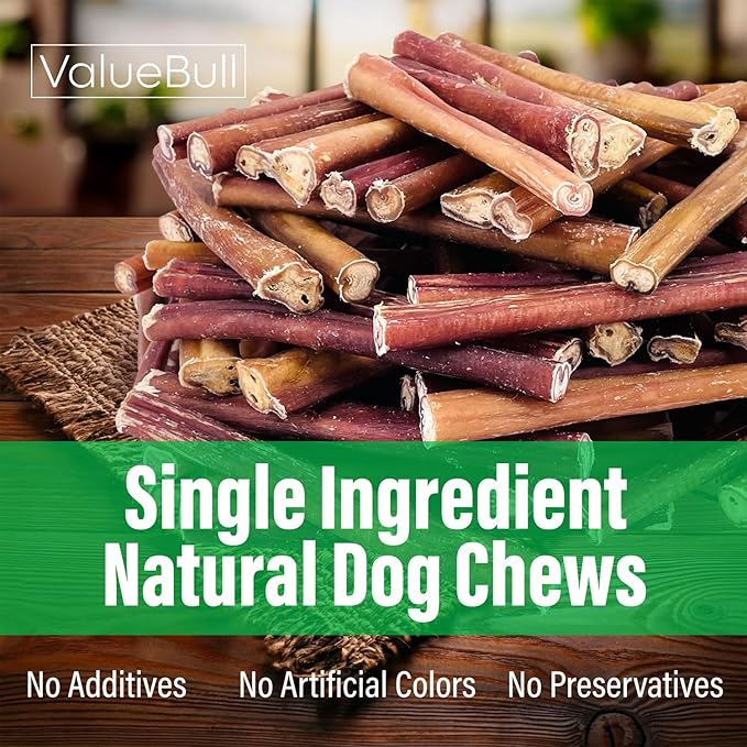ValueBull Bully Sticks for Small Dogs, Extra Thin 6 Inch, 400 Count Wholesale Pack - All Natural, Grass Fed, Single Ingredient, Long Lasting Dog Treats