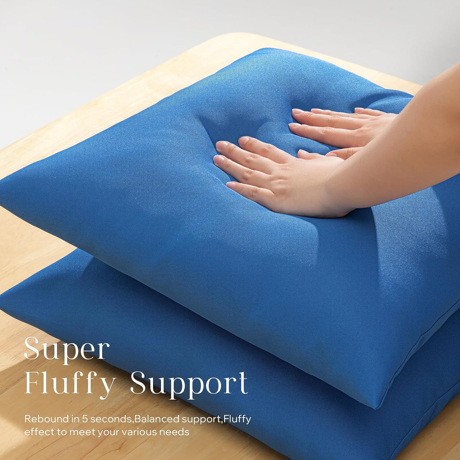 Phantoscope Pack of 2 Premium Dual Usage Outdoor Pillow Inserts, Waterproof Throw Pillows No Cover Needed, Colorful Decorative Couch Sham Cushion Stuffer Patio Couch Tent, Blue 12 x 20 Inches