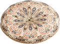Mandala Round Floor Pillow - 16x16 inch Reversible Cotton Linen Meditation Cushion for Yoga, Balcony & Patio Decor (Floral Bloom)