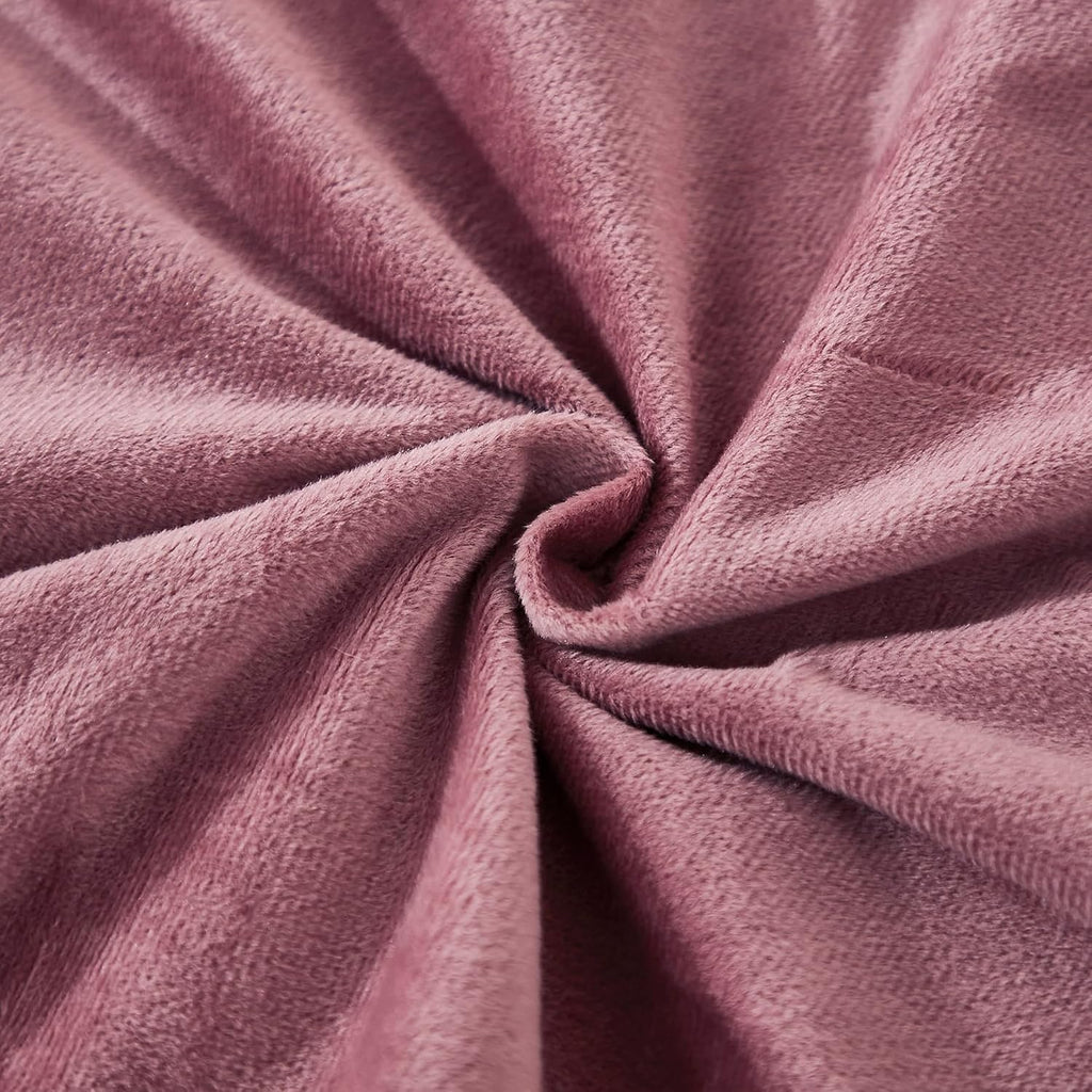 Uhamho Set of 2 Pillowcases Faux Fur Throw Pillow Covers King Size Shams Soft Velvet Decorative Zipper Closure (Dusty Rose, 20"x36")