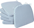 AAAAAcessories D-Shaped Chair Cushions, 2" Thick Dining Chair Pads with Ties and Removable, Machine-Washable Cover, 17" x 16", Set of 6, Pinstripe Blue