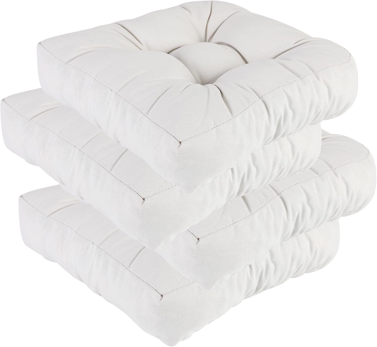 RACE LEAF Patio Chair Cushions 17x17 Inch 4 Pack, Memory Foam Outdoor Seat Cushions Water Resistant with Non-Slip Backing & Tufted Design (Beige)