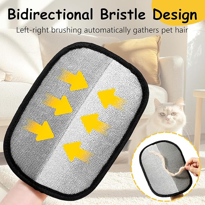 2Pcs Pet Hair Removal Glove - 2025 New Electrostatic Magic Brush Pet Hair Remover Gloves, Reusable for Dogs & Cats, Furniture, Car Seats & More