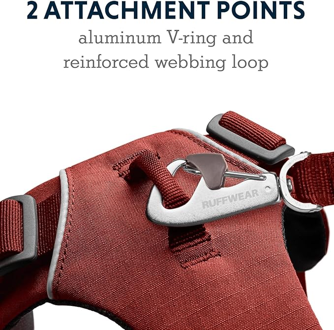 Ruffwear, Front Range Dog Harness, Reflective Soft Padded Everyday Harness with Dual Leash Clips, Adjustable and Lightweight Fit for Training or Walking for All Dogs, Red Clay, X-Small