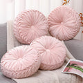 4 Pcs Round Throw Pillows 15 Inch Decorative Velvet Pleated Pumpkin Floor Boho Pillows for Living Room Couch Chair Bed Sofa (Light Pink)