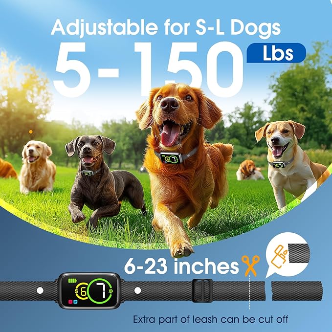 1S Stop Barking Smart Dog Bark Collar, Humane Anti Barking Device with Beep & Vibration, 7 Adjustable Sensitivity, Ultra-Light Bark Collar for Small Medium Large Dogs IP67 Waterproof Indoor Outdoor