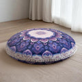 32-Inch Round Meditation Cushion for Adults – Extra-Thick Large Floor Pillow with Premium Filling, Bohemian Mandala Circle Cushion for Yoga, Living Room (1, Purple, Extra Large)