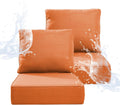 6" Thicker Outdoor Chair Cushion 2 Sets - 24" *24" *6" Waterproof Patio Furniture Cushions with Removable Cover, 28D High Density Sponge Filling Thicken Outdoor Patio Cushions - Orange