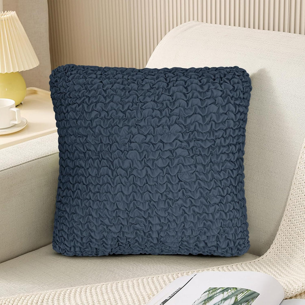 Throw Pillow Covers 18x18 Inch Solid Elastic Flexible Size Decorative Pillow Covers 20x20 Inch with Hidden Zipper Farmhouse Square Cushion Case for Couch Sofa Bed (Pack of 1, Duvier Blue)
