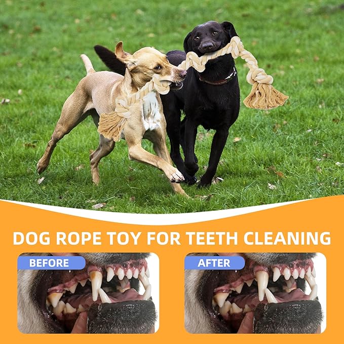 Bmag Dog Rope Toys for Aggressive Chewers, Tough Rope Chew Toys for Medium Large Dogs, Heavy Duty Tough Dog Tug of War Toy with 5 Knots for Teeth Cleaning