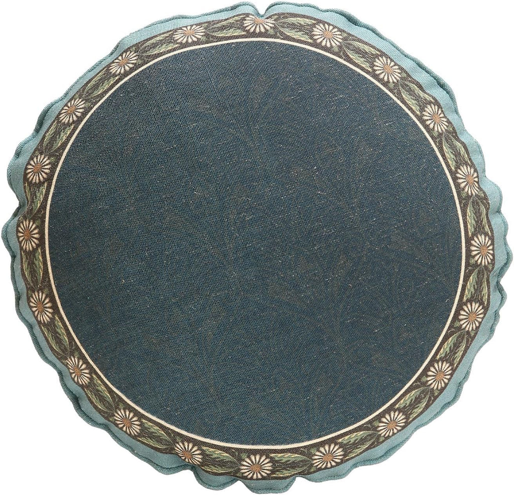 Green Throw Pillow Covers,French Farmhouse with White Birds and Flowers Pattern Linen Pillowcases,Decorative Round Pillows Cushion Covers for Couch Sofa Bed Chair,Diameter 16"