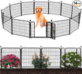 ADAVIN Garden Fencing 36 inch High, 14 Panels Total 31 Ft(L), Animal Barrier Fence, Wide gate Low Threshold, Yard Fence for Dogs, Black Metal Garden Fences and Borders, Outdoor Rabbit Fence