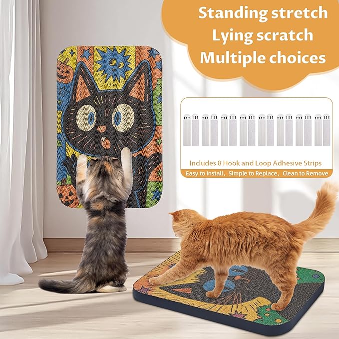 2 Packs Art Cat Wall-Mountable Scratching Board 16.7x11x1 Inch Cat Wall Scratch Pad and Scratcher for Indoor Cats Furniture Protector (MagicCat)