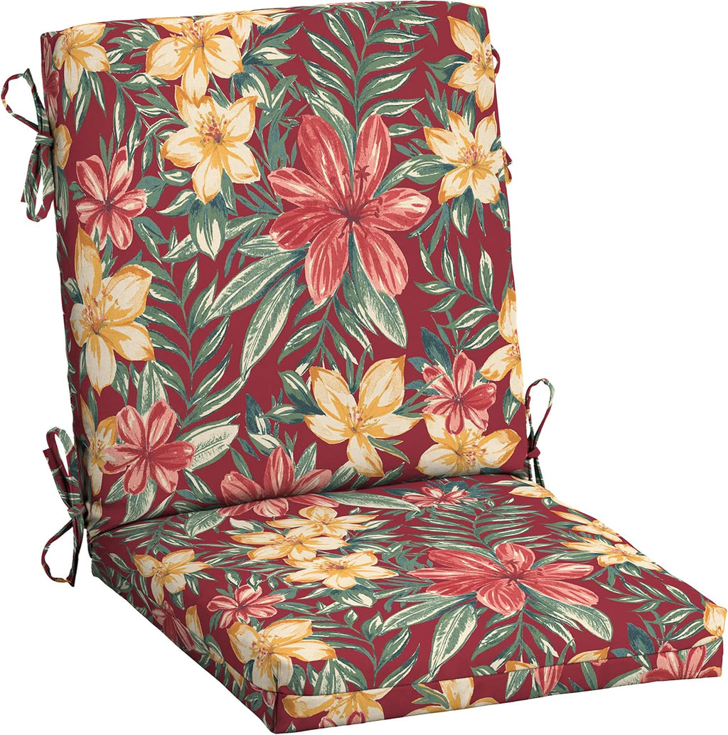 Arden Outdoor Midback Chair Cushion, 18 x 16.5, Rain-Proof, Fade Resistant Ruby Clarissa