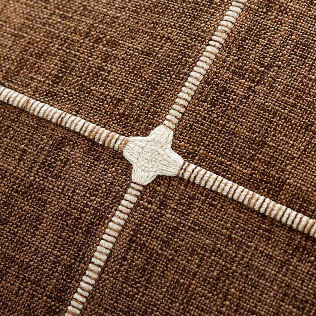 Foindtower Pack of 2 Decorative Faux Linen Jacquard Check Throw Pillow Covers Farmhouse Cushion Cover with Grid Textured Accent Pillowcase for Couch Sofa Living Room Home Decor,16×16 Inch,Orange Brown