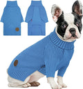 cyeollo Small Dog Sweater, Warm Turtleneck Sweaters for Small Dogs Boy, Knit Doggy Sweatshirt with Sleeves Fall Winter Pullover Cold Weather Dog Clothes for Indoor & Outdoor Wear, Blue S