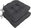 RACE LEAF Outdoor Seat Cushions Set of 2, 19" x 19" Square Patio Cushions, Plump Filling Tufted Water-Resistant Olefin Chair Seat Cushion with Ties for Non-Slip Support, Gray