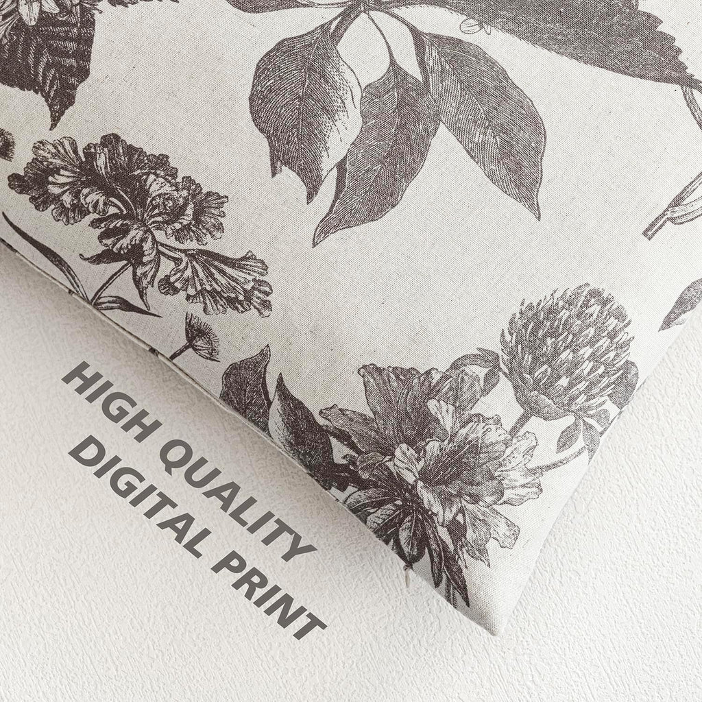 Foindtower Set of 2 Linen Floral Throw Pillow Covers Vintage Accent Print Decorative Cushion Covers Farmhouse Boho Home Decor for Sofa Chair Couch Bedroom Living Room,24×24 Inch,Light Gray