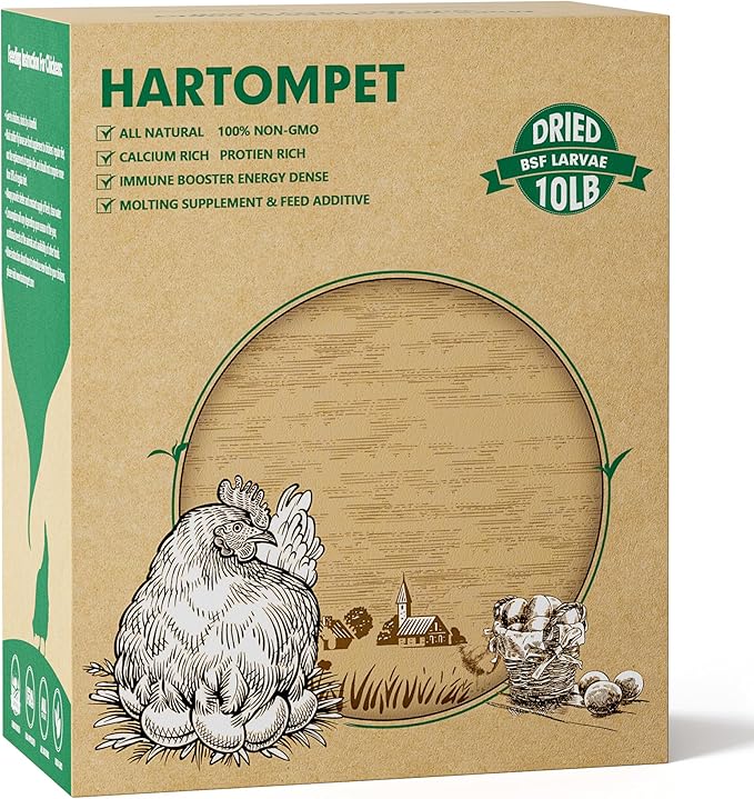 10LB Non-GMO Dried Black Soldier Fly Larvae, Superior Calcium Boost for Chickens, Better Than Dried Mealworms, Poultry Feed Ideal for Molting & Laying Hens, Wild Birds, Ducks | Top Grade BSF