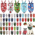 Abbylike 50 Pcs Dog Bandanas Bulk Pet Scarfs Triangle Bibs Adjustable Washable Puppy Kerchief Seasonal Pet Costume Accessories Grooming Supplies for Small Medium Large Dogs Cats(Christmas)