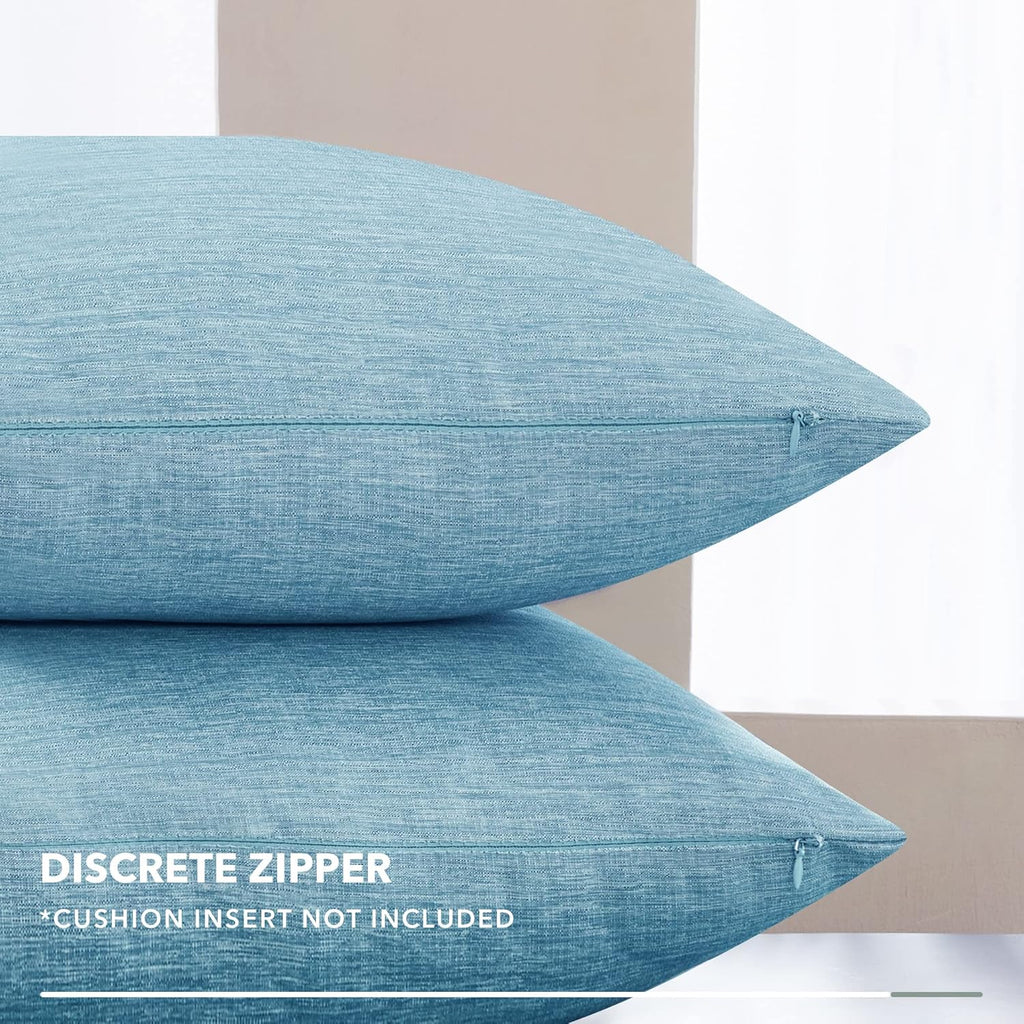 Deconovo Decorative Throw Pillow Covers - Set of 4 Soft Linen Cushion Covers, 18x18 Inch, Green & Machine Washable Pillowcases for Sofa, Bedroom, Living Room Décor, Coral Green,COVERS ONLY, No Inserts