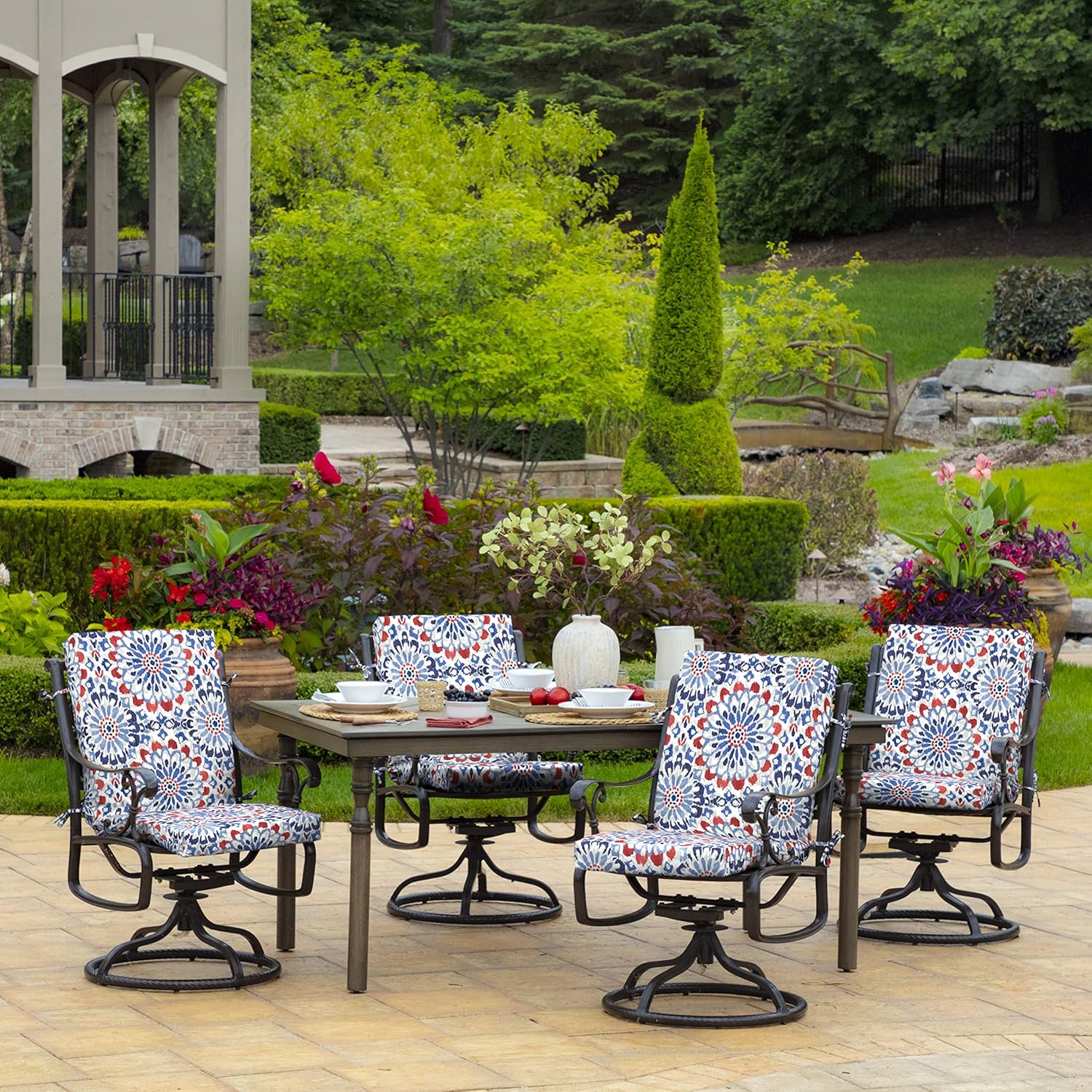 Arden Outdoor Midback Chair Cushion, 18 x 16.5, Clark Blue