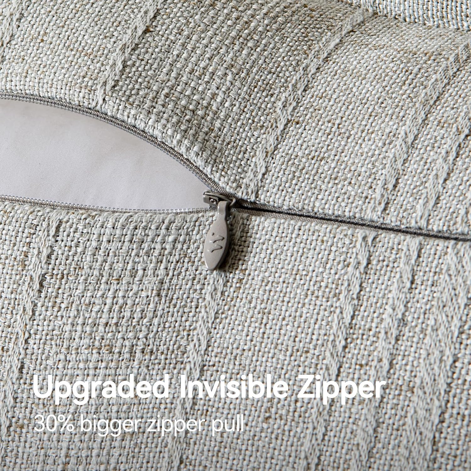 a moment Linen Pillow Covers Set of 2,Boho Farmhouse Throw Pillowcases Neutral Textured Decorative Covers for Couch Sofa, Soft Linen Blend Accent Case Cushion Living Room Home Decor 24"x24"Light Grey